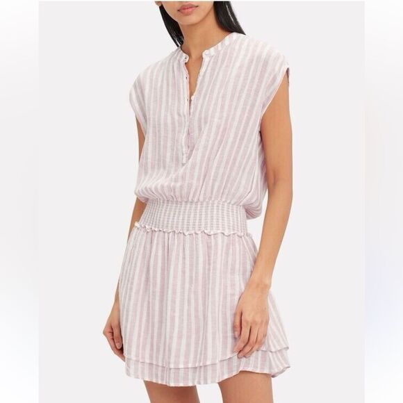 RAILS Women's Rose Stripe Angelina Linen Blend Sleeveless Dress Medium - Picture 1 of 13